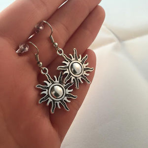 Silver Sun Corona Earrings Hypoallergenic Hooks